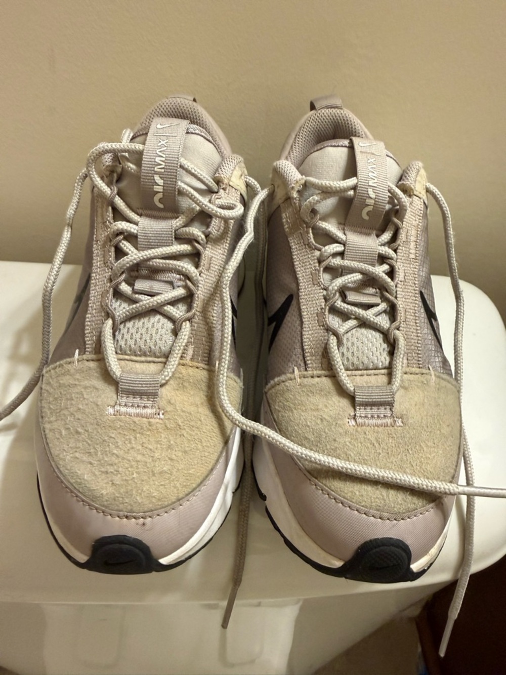 Nike Beige and Black Low-Top Sneakers